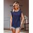 Zeagoo Tops für Damen Cap Ärmel Tank Top Locker Sommertop Elegant Basic Oberteile Ärmellose Blusentop Marineblau XL