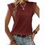 Zeagoo Top Damen Sommer Locker Cap Ärmel Tank Top Basic Tops für Damen Sommertop Elegant Rundhals Ärmellose Bluse Rotwein XXL