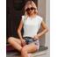 Zeagoo Tops für Damen Locker Basic Tanktop Cap Ärmel Sommertop Elegant Ärmellose T Shirt Weiß S