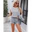 Zeagoo Tanktop Damen Elegant Cap Ärmel Top Basic Rundhals Tops Loose Fit Sommertop Ärmellose Bluse Gestreift Weiß L