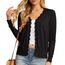 GRECERELLE Strickjacke Damen mit Knöpfen und V Ausschnitt Leichte und sommerliche Cardigan Damen Eleganter mit Spitze (Schwarz, L)