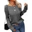 Tankaneo Damen Solide Langarm Pullover Rundhalsausschnitt Slim Knit Top Herbst Pullover