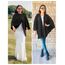 PULI Damen Sweatshirt Strickschal vorne kreuzen Poncho Decke Cape Cardigan Wickelschal , 1-schwarz, Gr. Einheitsgröße