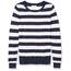 Amazon Essentials Damen Leichter, Langärmeliger Pullover Mit Rundhalsausschnitt (Erhältlich in Übergröße), Marineblau Weiß Rugby-Streifen, XL