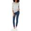 Amazon Essentials Damen Leichter, Langärmeliger Pullover Mit Rundhalsausschnitt (Erhältlich in Übergröße), Hellgrau Meliert Weiß Platzierter Streifen, XL