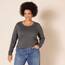 Amazon Essentials Damen Leichter, Langärmeliger Pullover Mit Rundhalsausschnitt (Erhältlich in Übergröße), Dunkelgrau Meliert, XL