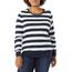 Amazon Essentials Damen Leichter, Langärmeliger Pullover Mit Rundhalsausschnitt (Erhältlich in Übergröße), Marineblau Weiß Rugby-Streifen, XL