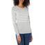 Amazon Essentials Damen Leichter, Langärmeliger Pullover Mit Rundhalsausschnitt (Erhältlich in Übergröße), Hellgrau Meliert Weiß Platzierter Streifen, XL