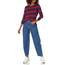 Amazon Essentials Damen Leichter, Langärmeliger Pullover Mit Rundhalsausschnitt (Erhältlich in Übergröße), Burgunderrot Marineblau Rugby-Streifen, XL