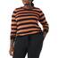 Amazon Essentials Damen Leichter, Langärmeliger Pullover Mit Rundhalsausschnitt (Erhältlich in Übergröße), Schwarz Karamell Rugby-Streifen, L