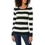 Amazon Essentials Damen Leichter, Langärmeliger Pullover Mit Rundhalsausschnitt (Erhältlich in Übergröße), Schwarz Haferbeige Meliert Rugby-Streifen, L