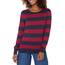 Amazon Essentials Damen Leichter, Langärmeliger Pullover Mit Rundhalsausschnitt (Erhältlich in Übergröße), Burgunderrot Marineblau Rugby-Streifen, XL