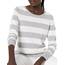 Amazon Essentials Damen Leichter, Langärmeliger Pullover Mit Rundhalsausschnitt (Erhältlich in Übergröße), Hellgrau Meliert Streifen, L