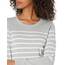 Amazon Essentials Damen Leichter, Langärmeliger Pullover Mit Rundhalsausschnitt (Erhältlich in Übergröße), Hellgrau Meliert Weiß Platzierter Streifen, XL