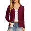GRECERELLE Strickjacke Damen mit Knöpfen und V Ausschnitt Leichte und sommerliche Cardigan Damen Eleganter mit Spitze (Weinrot, L)