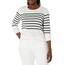 Amazon Essentials Damen Leichter, Langärmeliger Pullover Mit Rundhalsausschnitt (Erhältlich in Übergröße), Schwarz Weiß Platzierter Streifen, XL