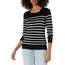 Amazon Essentials Damen Leichter, Langärmeliger Pullover Mit Rundhalsausschnitt (Erhältlich in Übergröße), Schwarz Grau Weiß Streifen, XL