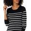 Amazon Essentials Damen Leichter, Langärmeliger Pullover Mit Rundhalsausschnitt (Erhältlich in Übergröße), Schwarz Grau Weiß Streifen, XL