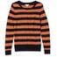 Amazon Essentials Damen Leichter, Langärmeliger Pullover Mit Rundhalsausschnitt (Erhältlich in Übergröße), Schwarz Karamell Rugby-Streifen, XXL