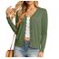 GRECERELLE Strickjacke Damen mit Knöpfen und V Ausschnitt Leichte und sommerliche Cardigan Damen Eleganter mit Spitze (Armeegrün, L)
