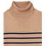 Amazon Essentials Damen Leichter, Langärmeliger Rollkragenpullover, Klassischer Schnitt (Erhältlich In Übergröße), Kamelbraun Marineblau Platzierter Streifen, L