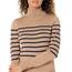 Amazon Essentials Damen Leichter, Langärmeliger Rollkragenpullover, Klassischer Schnitt (Erhältlich In Übergröße), Kamelbraun Marineblau Platzierter Streifen, XL