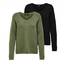 ONLY Damen ONLCAMILLA V-Neck Strickpullover 2-Pack, Winter Moss Melange/Schwarz, M