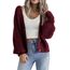 Hotouch Damen Cardigan Einfarbig Langarm Strickjacken mit Knopf V-Ausschnitt Kurz Jacke Frühling Herbst Outerwear Weihnachten Weinrot XS