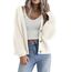 Hotouch Strickjacke Damen Kurz Solid Langarm Gestrickte Jacke V-Ausschnitt Cardigan mit Knopf Elegant Casual Schulterjacke Top Weiß L