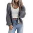 Hotouch Strickjacke Damen Grobstrick V-Ausschnitt Knopfleiste Cardigan Langarm Gestrickte Jacke Weich Dunkelgrau Outerwear XXL