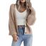 Hotouch Langarm Strickjacken Damen Cardigan Einfarbig mit Knopf V-Ausschnitt Kurz Jacke Frühling Herbst Schulterjacke Top Khaki XS