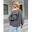 Hotouch Strickjacke Damen Grobstrick V-Ausschnitt Knopfleiste Cardigan Langarm Gestrickte Jacke Weich Dunkelgrau Outerwear XXL