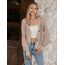 Hotouch Damen Cardigan Einfarbig Langarm Strickjacken mit Knopf V-Ausschnitt Kurz Jacke Frühling Herbst Schulterjacke Top Khaki S