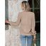Hotouch Langarm Strickjacken Damen Cardigan Einfarbig mit Knopf V-Ausschnitt Kurz Jacke Frühling Herbst Schulterjacke Top Khaki XS