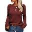 Tankaneo Damen Solide Langarm Pullover Rundhalsausschnitt Slim Knit Top Herbst Pullover