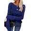 Tankaneo Damen Solide Langarm Pullover Rundhalsausschnitt Slim Knit Top Herbst Pullover
