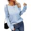 Tankaneo Damen Solide Langarm Pullover Rundhalsausschnitt Slim Knit Top Herbst Pullover