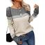 Tankaneo Damen Pullover Colorblock Langarm Rundhals Strickpullover Gestreift Slim Fit Strickwaren Tops