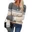 Tankaneo Damen Pullover Colorblock Langarm Rundhals Strickpullover Gestreift Slim Fit Strickwaren Tops