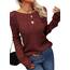 Tankaneo Damen Solide Langarm Pullover Rundhalsausschnitt Slim Knit Top Herbst Pullover