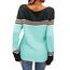 Tankaneo Damen Pullover Colorblock Langarm Rundhals Strickpullover Gestreift Slim Fit Strickwaren Tops