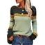 Tankaneo Damen Pullover Colorblock Langarm Rundhals Strickpullover Gestreift Slim Fit Strickwaren Tops