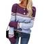 Tankaneo Damen Pullover Colorblock Langarm Rundhals Strickpullover Gestreift Slim Fit Strickwaren Tops