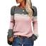 Tankaneo Damen Pullover Colorblock Langarm Rundhals Strickpullover Gestreift Slim Fit Strickwaren Tops