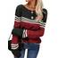 Tankaneo Damen Pullover Colorblock Langarm Rundhals Strickpullover Gestreift Slim Fit Strickwaren Tops