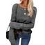 Tankaneo Damen Solide Langarm Pullover Rundhalsausschnitt Slim Knit Top Herbst Pullover