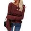Tankaneo Damen Solide Langarm Pullover Rundhalsausschnitt Slim Knit Top Herbst Pullover