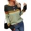 Tankaneo Damen Pullover Colorblock Langarm Rundhals Strickpullover Gestreift Slim Fit Strickwaren Tops