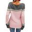 Tankaneo Damen Pullover Colorblock Langarm Rundhals Strickpullover Gestreift Slim Fit Strickwaren Tops