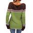 Tankaneo Damen Pullover Colorblock Langarm Rundhals Strickpullover Gestreift Slim Fit Strickwaren Tops